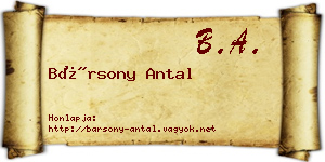 Bársony Antal névjegykártya
